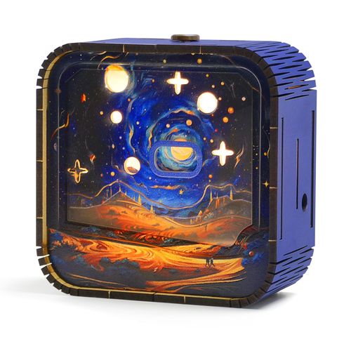 Attimal 3D Wooden Puzzle Night Light - DIY Creative Design, Eco-Friendly Material, Warm LED Lamp, Ideal Gift for Adults, Home & Holiday Décor（Desert Stars）