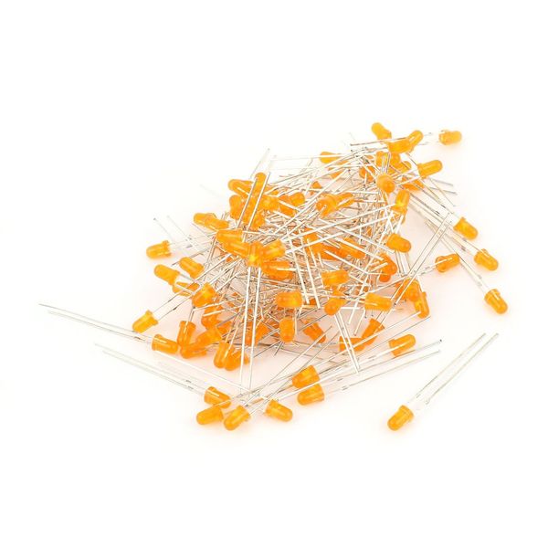 sourcingmap 100 Pcs 3mm Round Head LED Orange Light Emitting Diodes