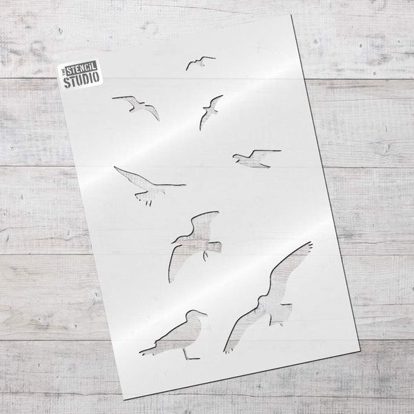 The Stencil Studio St Ives Seagulls Stencil - Reusable Stencil - Size Small (A4) (10308S)