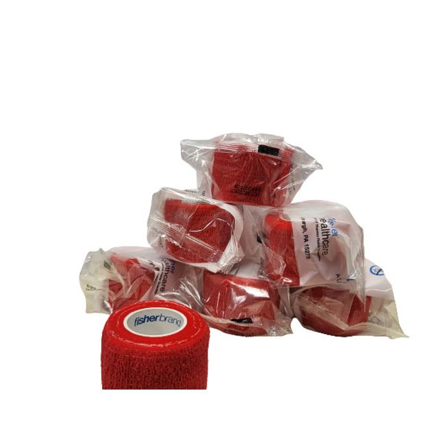 1.5" Red Stretch Tape Cohesive Bandage Pre Wrap Vet Non-Latex (3 rolls)