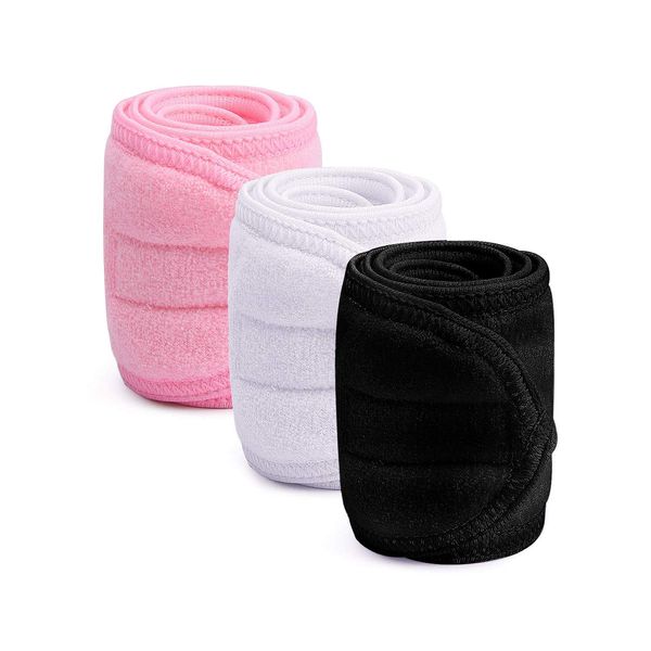 3 Pieces Towel Headband,XCOZU Make Up Hair Band Head Bands Spa Facial Cosmetic Headbands for Women Beauty Sport Yoga Shower Wash Face,Terry Towelling Headband with Self-adhesive Tape(3 Colors)