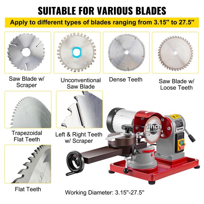 VEVOR 370W Blade Sharpener Rotary Angle Water Injection Grinder TCT Saw  Blades Polishing Machine Carbide Tips Sharpening Tool