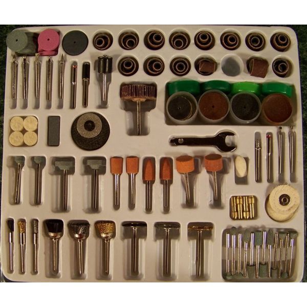 216pc ROTARY TOOL BIT ACCessory KIT sand grind cut polish burr wire wheels 4size