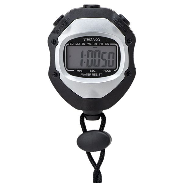 CREPHA Waterproof Stopwatch with Watch Function Alarm Split Time Measurement Strap Black