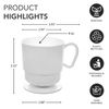 Party Essentials 8-Ounce Hard Plastic Coffee Cup/Tea Mug with Handle, 20-Count, Deluxe White