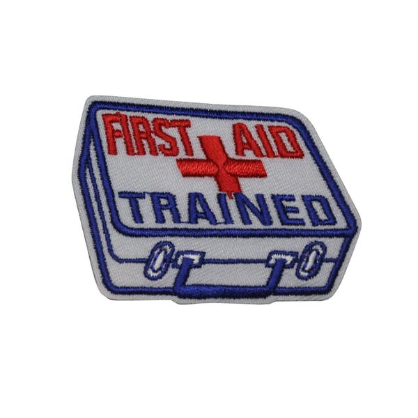 First Aid Trained Embroidered Iron On Patch - Health Medical Nurse EMT 118-M