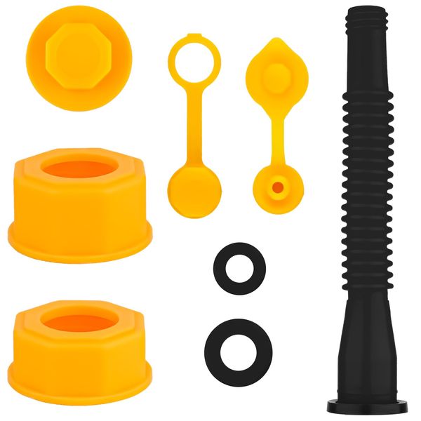 Gas Can Spout Replacement Kit Old Style, Plastic Gas Can Spout Replacement Gas Can Nozzle Set Gas Can Spout Gas Can Spout Cap Replacement for Most Gallon Gas Can (Black Tube)