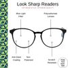 OPTIMUM OPTICAL Blue Light Filtering Scratch-Resistant Lens Round Frame Magnifying Reading Glasses - Look Sharp, +3.00