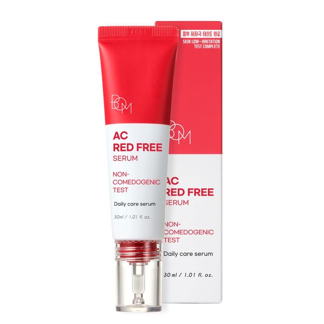 BOM AC Red Free Gesichtsserum 30 ml, nicht komedogene Poren, Anti Pickel Serum mit Salicylsäure und Teebaumöl, Pflegende für gerötete Haut