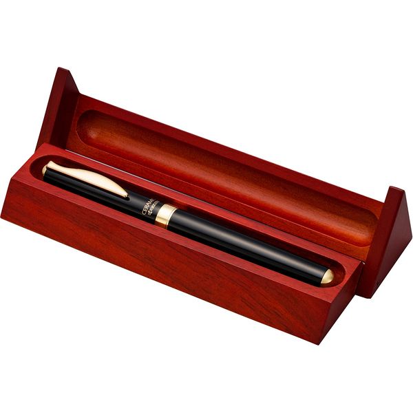 Kyocera KCB-30W BK Ballpoint Pen, Water Based Tip, Ceramic Ball, For Gifts, Natural Wood, Case Included, Black