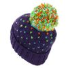 LOUDelephant Hand Knitted Wool Beanie Bobble Hat - Tik Tik Purple