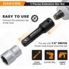 DAKCOS 1/2" Extension Bar Set, 3 Piece Socket Extension Bar, Extensions Socket Tool, CR-V with Black Phosphating