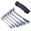 6PCS Metric Flexible Head Ratcheting Wrench Combination Spanner Tool Set 8-19mm