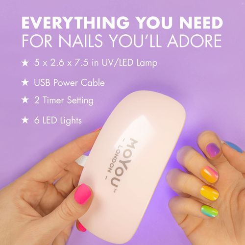 MOYOU LONDON LED & UV Light for Gel Nails – Lightweight & Compact 6W Gel Nail Polish UV Light & LED Light with 5V/1A USB Power Cable – Gel Nail Polish Lamp & Other Nail Supplies (Silver)
