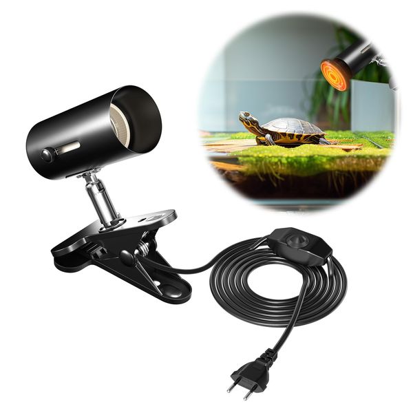 GlowUp E27 Schildkröte Wärmelampe Lampenfassung 100W Dimmbar Reptilien Terrarium Heizlampe 360° UV Lampe Lampenhalter für Amphibien Tiere, Hühnerställe, Eidechsen (Keine Glühbirne)