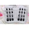 SIFASHION Wedding Bride Nail Tips Glitter Artificial Diamond Round Nail Patches with Double-Sided Adhesive Tape Nail Tips (Black)