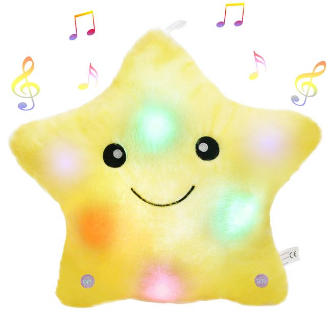BSTAOFY 13‘’ LED Musical Twinkle Star Light up Lullaby Glow Stuffed Animal Toys Soothe Kids Emotions Birthday Christmas Festival Gift for Toddlers, Yellow