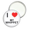 I Love My Whippet - 55mm Round Compact Mirror