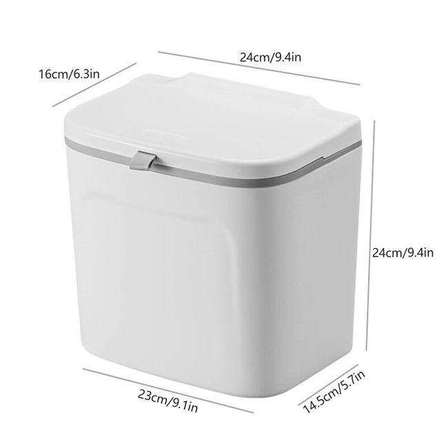 Hanging Kitchen Trash Can With Lid, Kitchen Cabinet Door Cupboard Trash Cans,  Under Sink Trash Cans, Trash Can For Bedroom Bathroom Office Rv 9l (whit