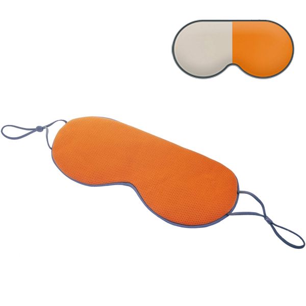 Sleep Mask, DMaos Sleep Aid Super Soft Lightweight Eye Pillow, Milk Silk and Warm Cloth Sides, Adjustable Slip-Hold Strap on Ears (Beige+Orange)