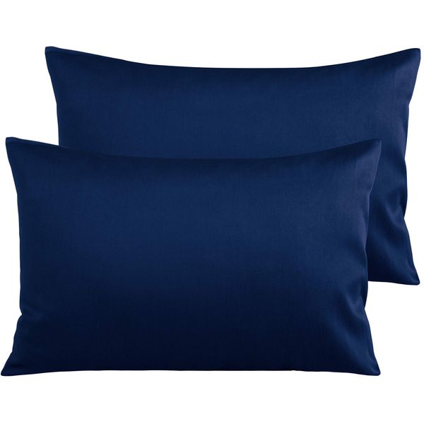 NTBAY 2 Pack 500 Thread Count 100% Egyptian Cotton Pillow Cases, Super Soft Cozy and Breathable Envelope Closure Standard Pillowcases, 50x75 cm, Navy