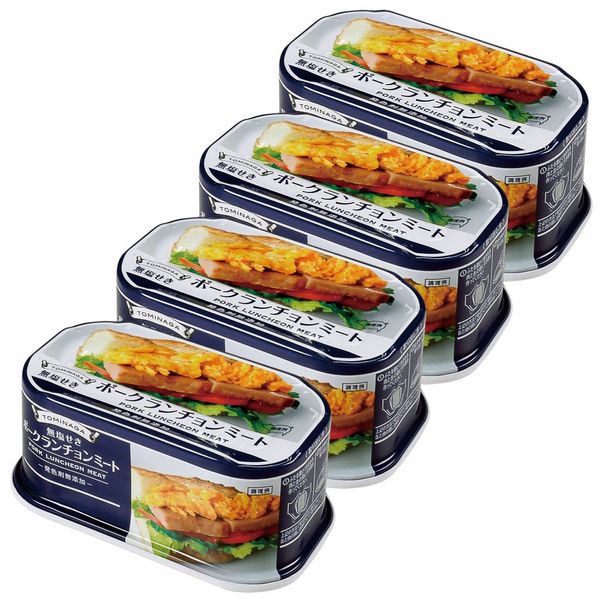 TOMINAGA Canned Pork Gruncheon Meat, No Additive Coloring Agent, 6.7 oz (190 g) x 4 Cans [Salt-Free (Salt-free)