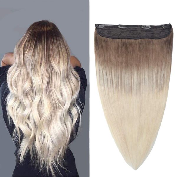 20'' Halo Hair Extensions Human Hair Secret Wire One Piece Flip Human Hair Extension #8T60-80g Per Bag