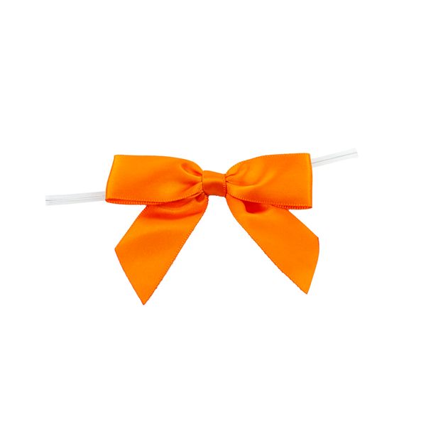 Reliant Ribbon 5170-05805-3X2 Satin Twist Tie Bows - Large Bows, 7/8 Inch X 100 Pieces, Orange