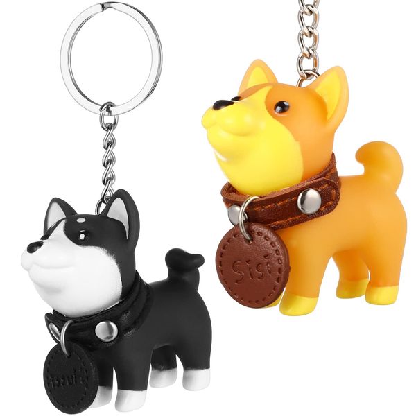 KESYOO Shiba Inu Keychain, Keychain, Shiba Inu, Kuroshiba, Pair Keychain, Dog, Keyring, Bag Charm, Cute Pendant, Small Accessories, Couples, Valentine's Day Gift, Boyfriend Girlfriend, Set of 2,