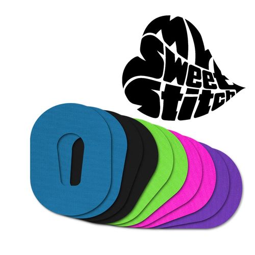 MySweetStitch | Patch for Dexcom G6 Sensor Waterproof, Breathable and Skin Friendly (10 Pieces) | Made in Germany | Outside Ø 70 x 55mm | Rainbow