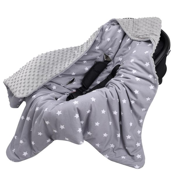 Bebamour Baby Car Seat Blanket Footmuff Universal Baby Blanket for Newborn Baby Swaddle Blanket, Grey Star