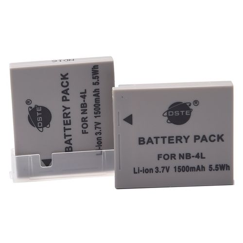 DSTE 2PCS NB-4L NB-4LH Battery Compatible with Canon PowerShot SD40 SD30 SD200 SD300 SD400 SD430 SD450 SD600 SD630 SD750 SD780 SD940 SD960 SD1000 SD1100 SD1400 TX1 ELPH 100 300 310 331 VIXIA mini