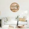 Rattan Wall Shelf 3 Tier Boho Wall Mounted Shelf Farmhouse Handcraft round Float