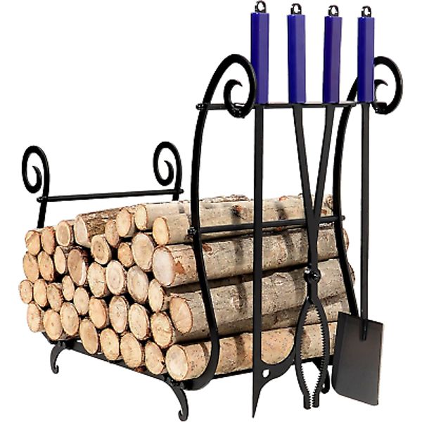 Fireplace Tools Set with Firewood Rack Log Holder and 28" Fire Poker Tongs Shove