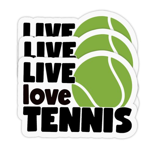 (3PCS) Live Love Tennis Sticker Tennis Stickers Decals, Tennis Sport Sticker for Tennis Players, Tennis Team– Waterproof Vinyl Decal for Books Laptop Phones Tumblers Water Bottles, Size 3 x 2.2 Inch