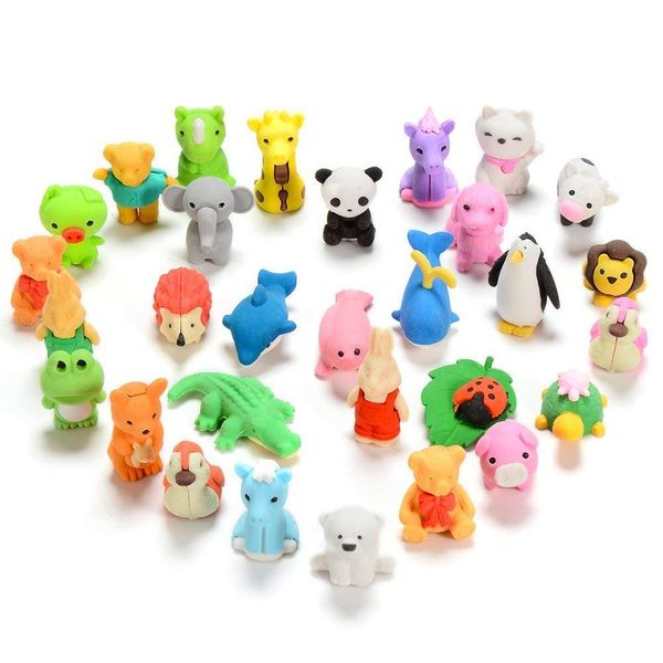 Animal Erasers for Kids,30 Pack Mini Puzzle Eraser Take Apart Toys,Animal Pencil Erasers Set,Novelty Party Favors Educational Gift