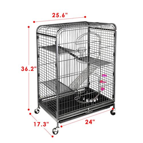 4 Level Indoor Ferret Rabbit Cage Large Space Ferret Pet Cat w/2 Front Door 37''