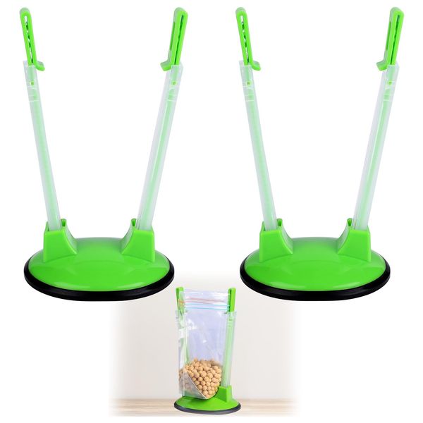 2 Pcs Sandwich Baggy Racks, Adjustable The Batch Lady Freezer Bags, Food Storage Bags Clips Stands, Plastic Reusable Freezer Bag Racks Holders, Food Prep Bag Holders Stands