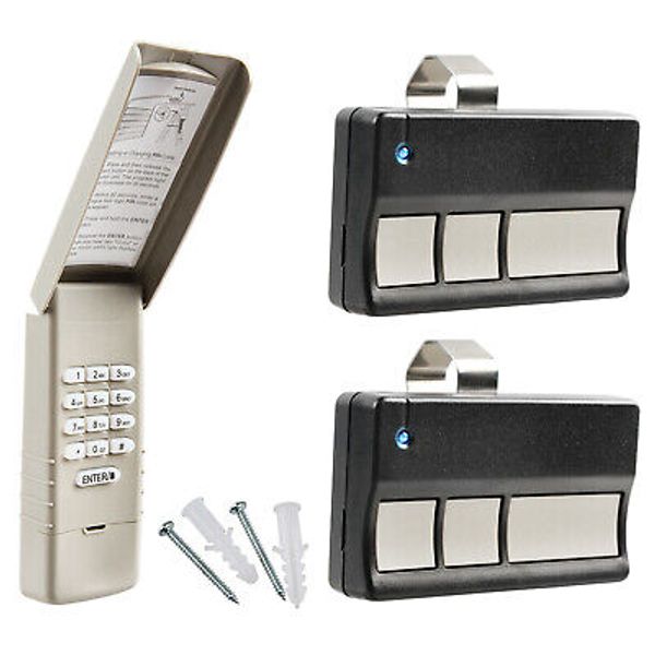 For Liftmaster Garage Door Keypad, 977LM Opener + (2) 973LM Visor Remote 390mhz