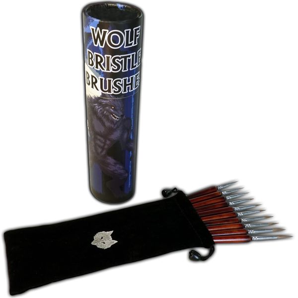 Chronicle Wolf Bristle Brush 10-Pieces Set, Brown