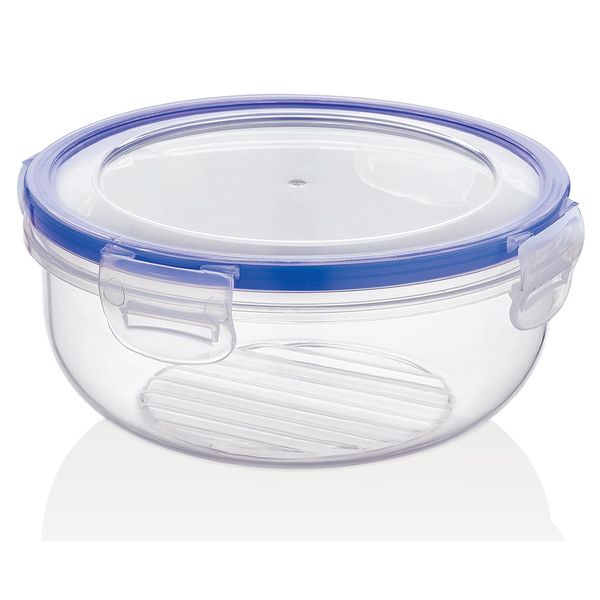 Best House Round Food Storage Containers - 2.3L/2300ml Grocery Storage Container Airtight Leak Proof Clear Plastic Storage Box Stackable, Microwave, Freezer & Dishwasher Safe (Pack of 1)