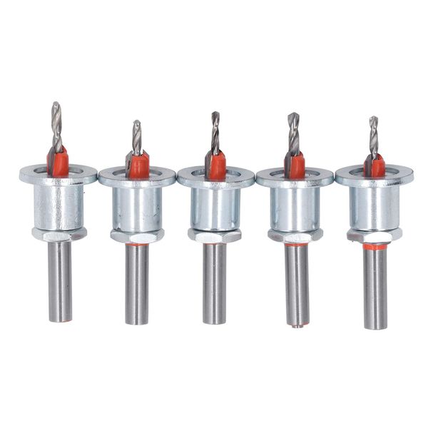 5 Pcs Adjustable Countersink Drill Bit Set Self Tapping Alloy Includes Storage Case for Woodworking DIY Projects