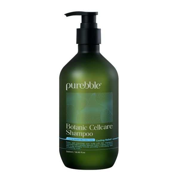 PUREBBLE Cooling Relief Botanic Cellcare Shampoo 500ml, 16.90 fl oz | Sulfate-Free, Paraben-Free and Color-Safe | pH Balancing