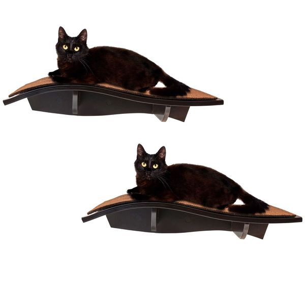 Arf Pets Cat Perch, Wall-Mounted, Wood Ledge Shelf, up to 44 Lbs. Pack of 2