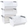Cand Stackable Plastic Bins - 4 Packs White Large Plastic Stackable Storage Bins