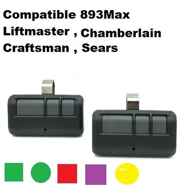 2pcs For Chamberlain 893MAX 3 Button Car Visor Remote Control Garage Door Opener