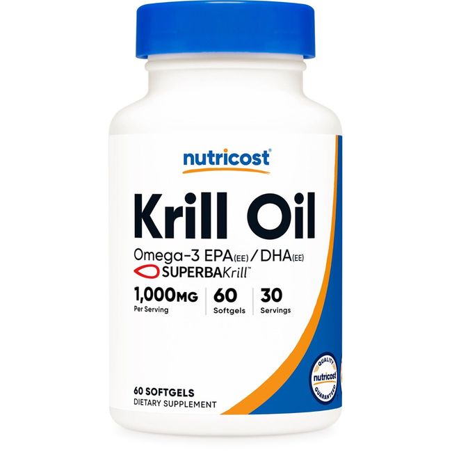 Nutricost Krill Oil 1000mg, 60 Softgels - Omega-3 EPA-DHA with Superbakrill