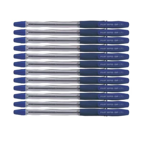Pilot BPS GP Ball Pen Rubberised Grip Fine 0.7mm Tip 0.32mm Line Blue Ref BPGPF01 [Pack 12] (BPGPFO3)