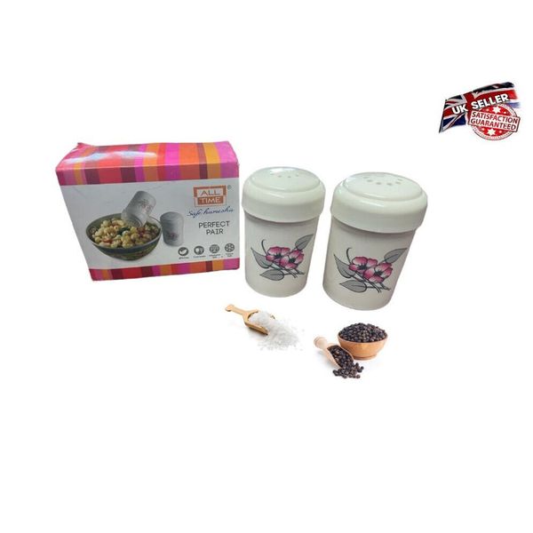 All Time Cream plastic Salt And Pepper Shaker Pots Dispensers Set Uk Seller