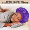 CAMOT 2Pcs Satin Bonnets for Sleeping, Silk Hair Bonnet for Women, Soft Silk Hair Wrap with Elastic Wide Band, Satin Sleep Cap for Curly Hair(Black+Purple)